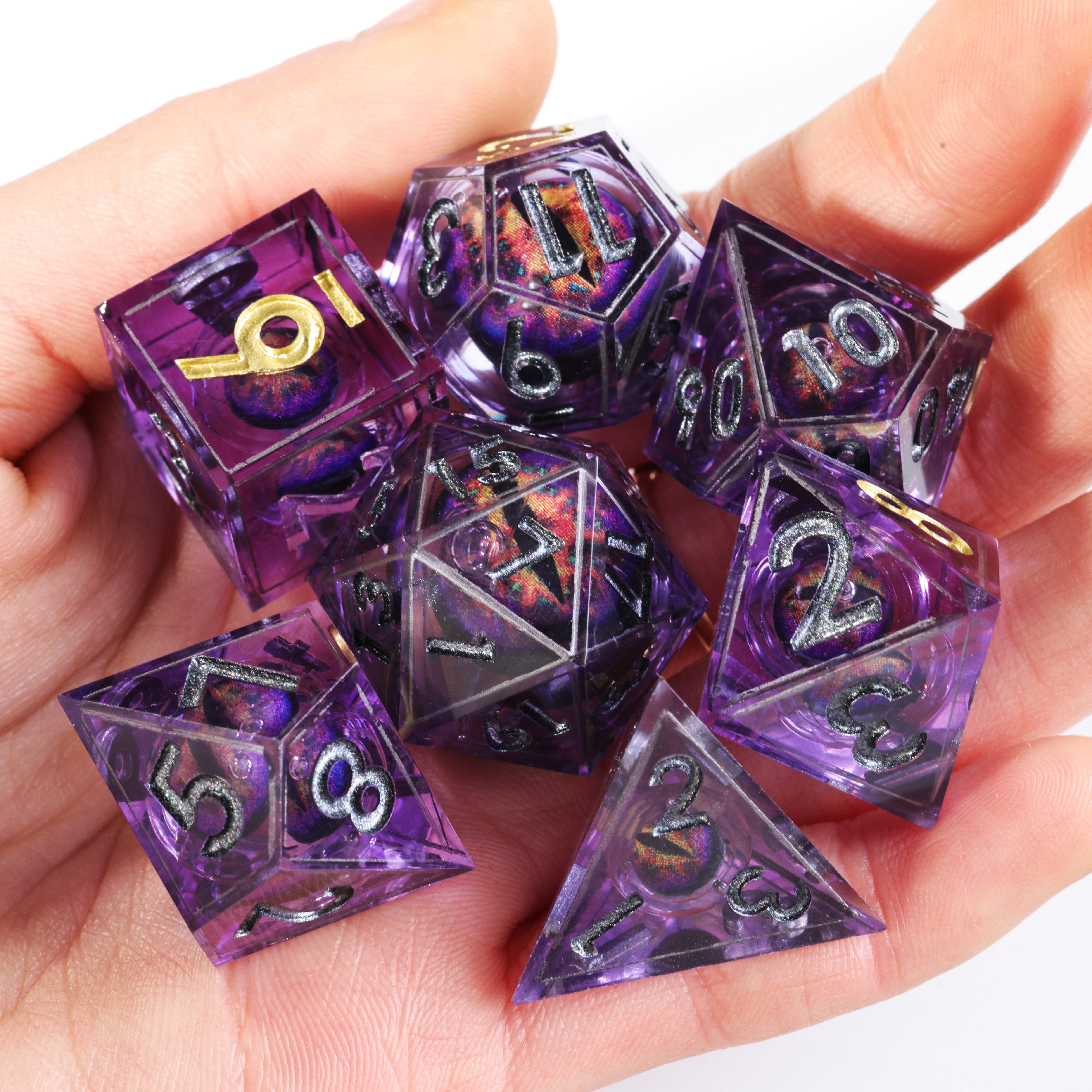 Mystic Arcanum (Custom Paint) - Handmade sharp edge resin dice set for DnD, outlet D&D, Dungeons and Dragons, RPG dice