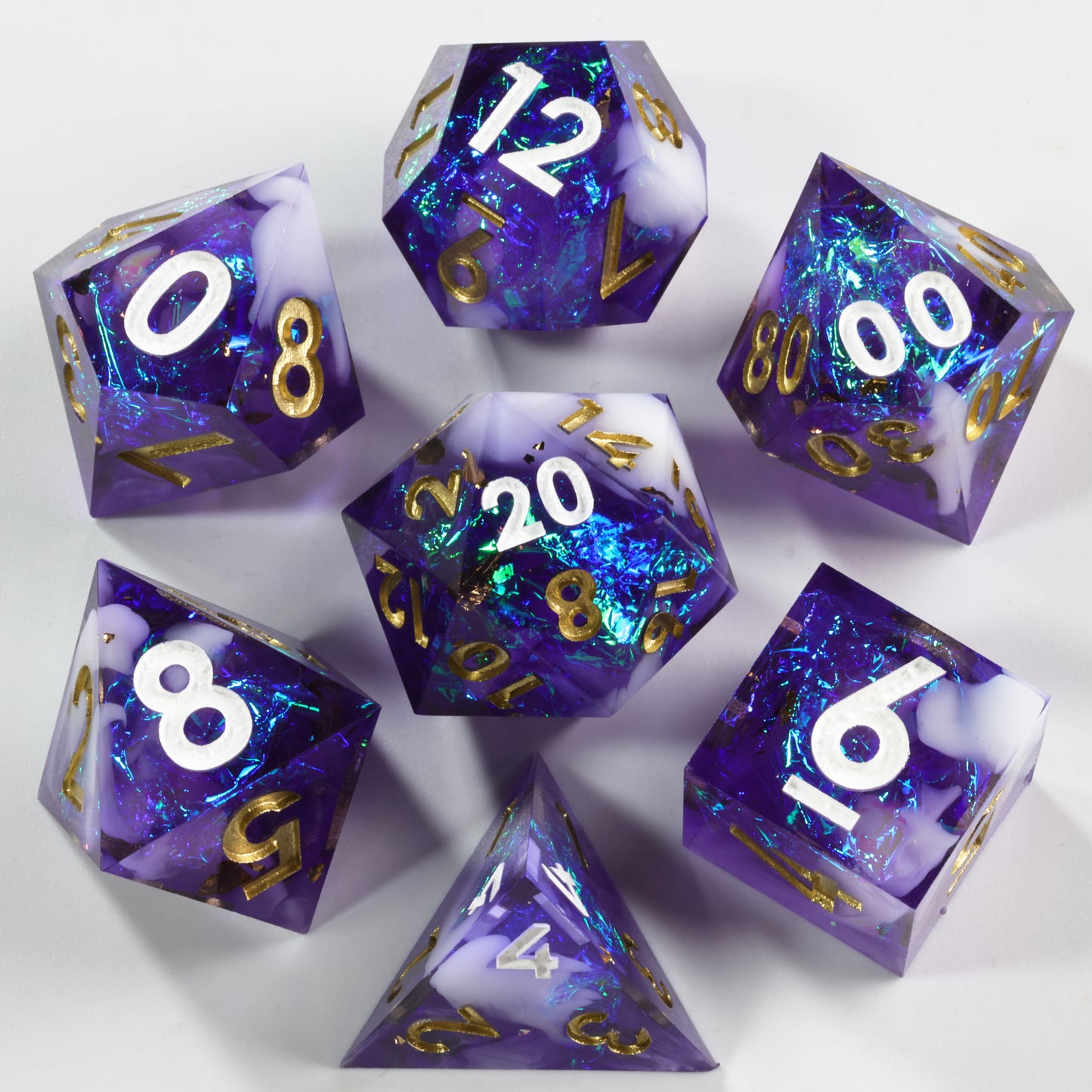 Fire Soul Handmade Sharp Edge 7 Piece Resin d&d Dungeons and Dragons Dice Set