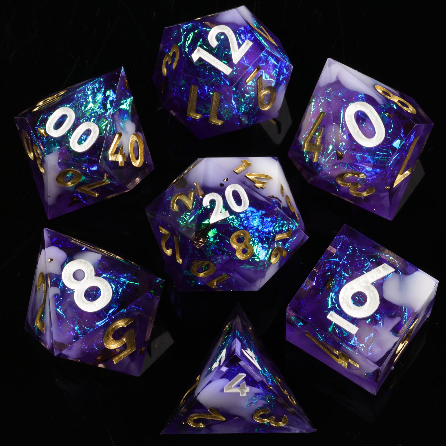 Fire Soul Handmade Sharp Edge 7 Piece Resin d&d Dungeons and Dragons Dice Set