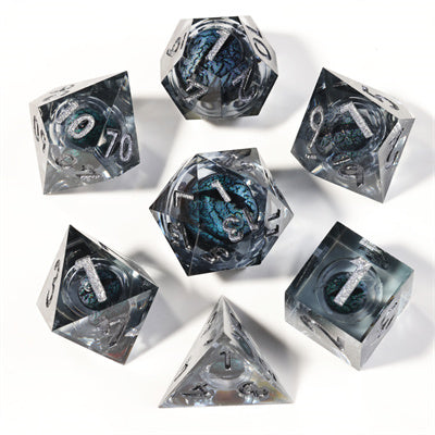 Black Dragon Eye1 Handmade Sharp Edge 7 Piece Resin d&d Dungeons and Dragons Dice Set