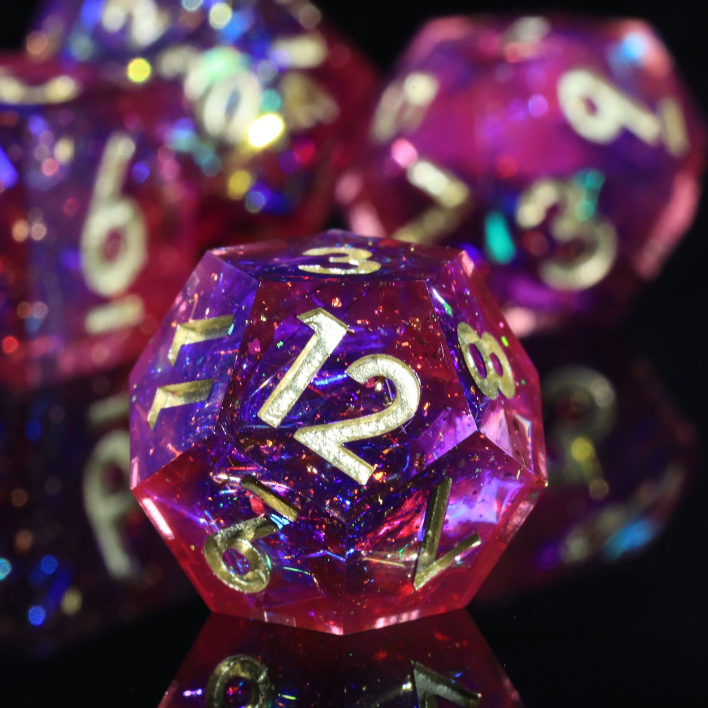 Demon Summoner Handmade Sharp Edge 7 Piece Resin d&d Dungeons and Dragons Dice Set