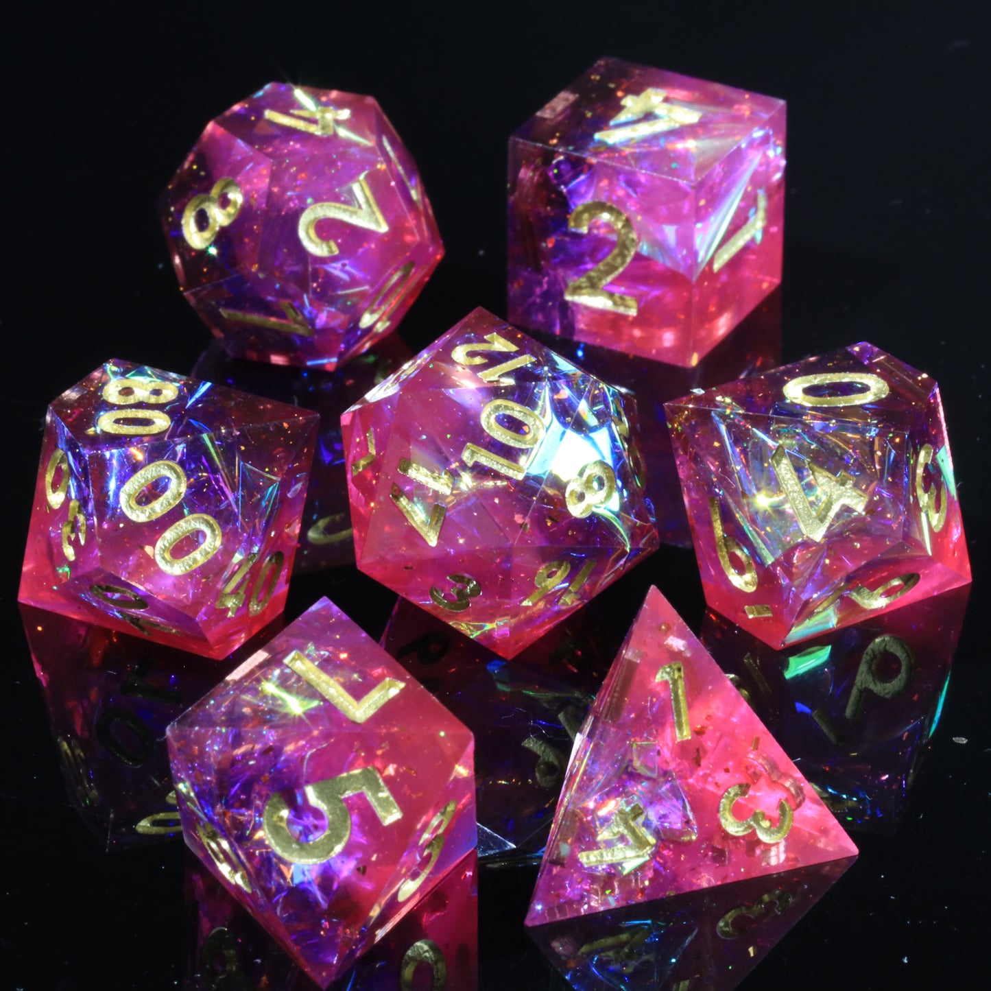 Demon Summoner Handmade Sharp Edge 7 Piece Resin d&d Dungeons and Dragons Dice Set