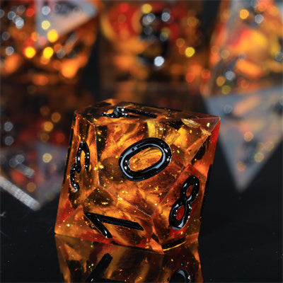 Blooming Poison Handmade Sharp Edge 7 Piece Resin d&d Dungeons and Dragons Dice Set