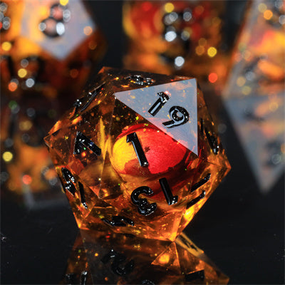 Blooming Poison Handmade Sharp Edge 7 Piece Resin d&d Dungeons and Dragons Dice Set