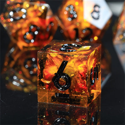 Blooming Poison Handmade Sharp Edge 7 Piece Resin d&d Dungeons and Dragons Dice Set