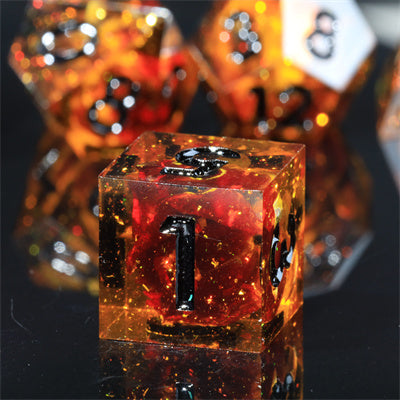 Blooming Poison Handmade Sharp Edge 7 Piece Resin d&d Dungeons and Dragons Dice Set