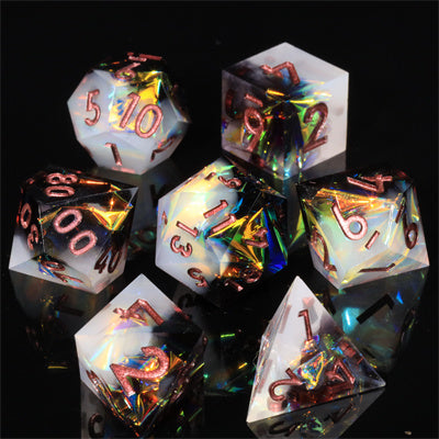 Dark Knight-Handmade Sharp Edge 7 Piece Resin d&d Dungeons and Dragons Dice Set Christmas Gift