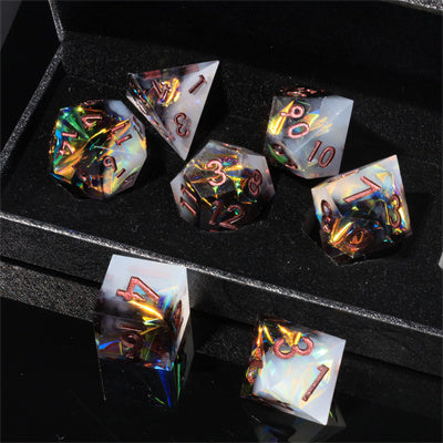 Dark Knight-Handmade Sharp Edge 7 Piece Resin d&d Dungeons and Dragons Dice Set Christmas Gift