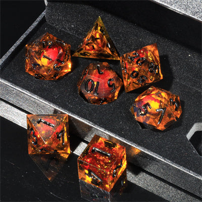 Blooming Poison Handmade Sharp Edge 7 Piece Resin d&d Dungeons and Dragons Dice Set