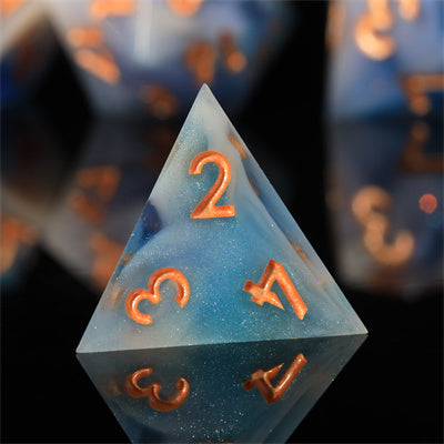 Cloudscape Handmade Sharp Edge 7 Piece Resin d&d Dungeons and Dragons Dice Set