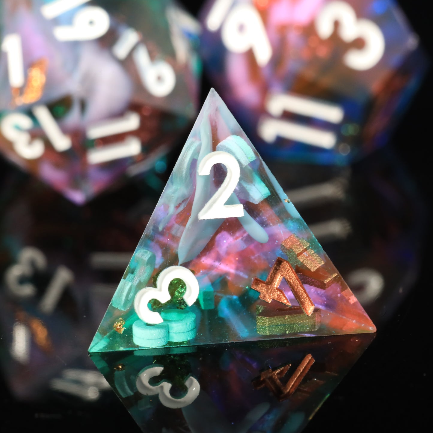 Supernova Handmade Handmade Sharp Edge 7 Piece Reesin d&d Dungeons and Dragons Dice Set