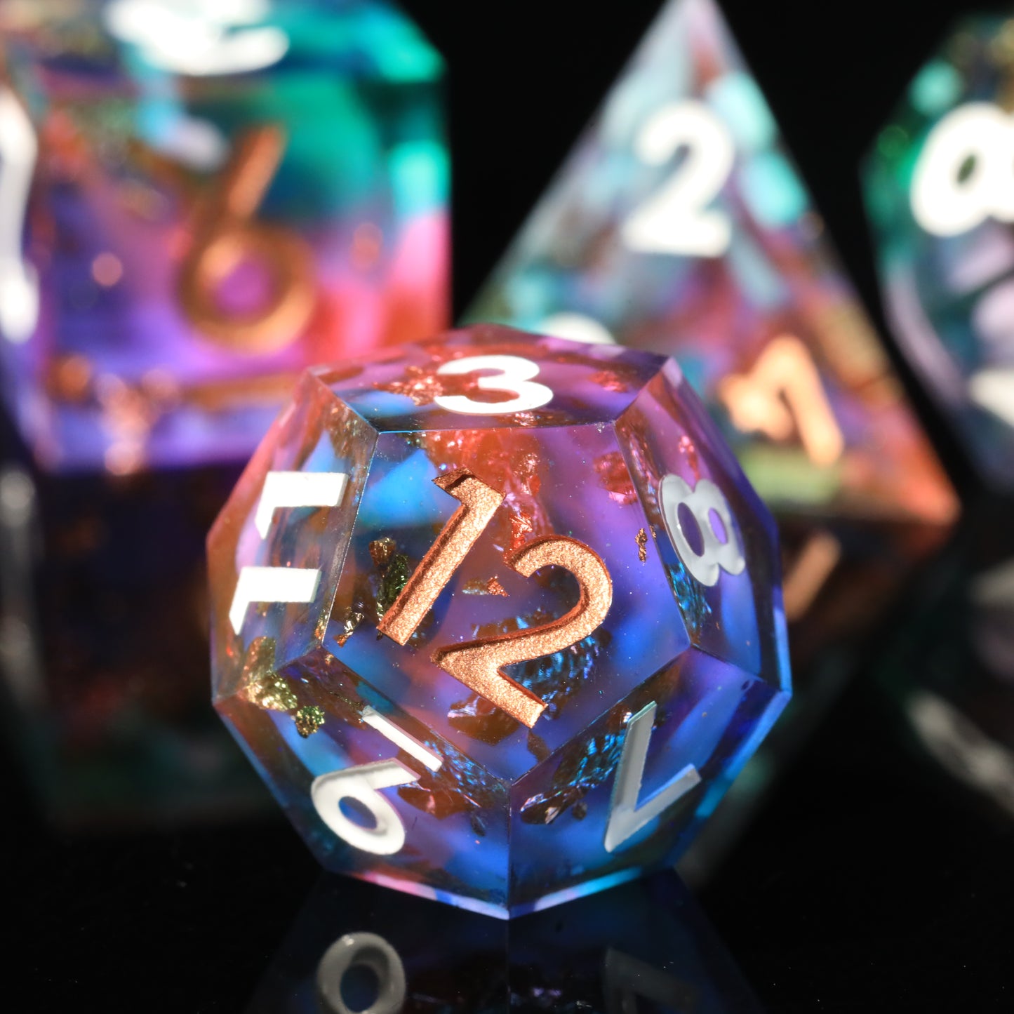 Supernova Handmade Handmade Sharp Edge 7 Piece Reesin d&d Dungeons and Dragons Dice Set