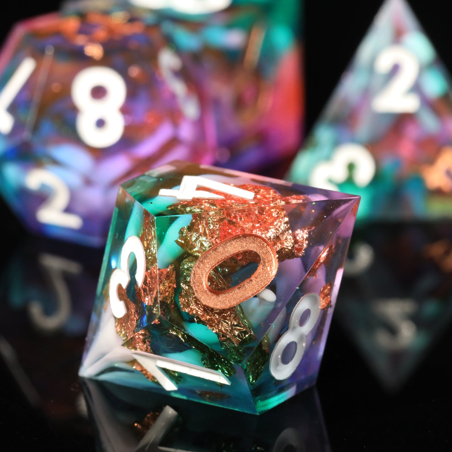 Supernova Handmade Handmade Sharp Edge 7 Piece Reesin d&d Dungeons and Dragons Dice Set