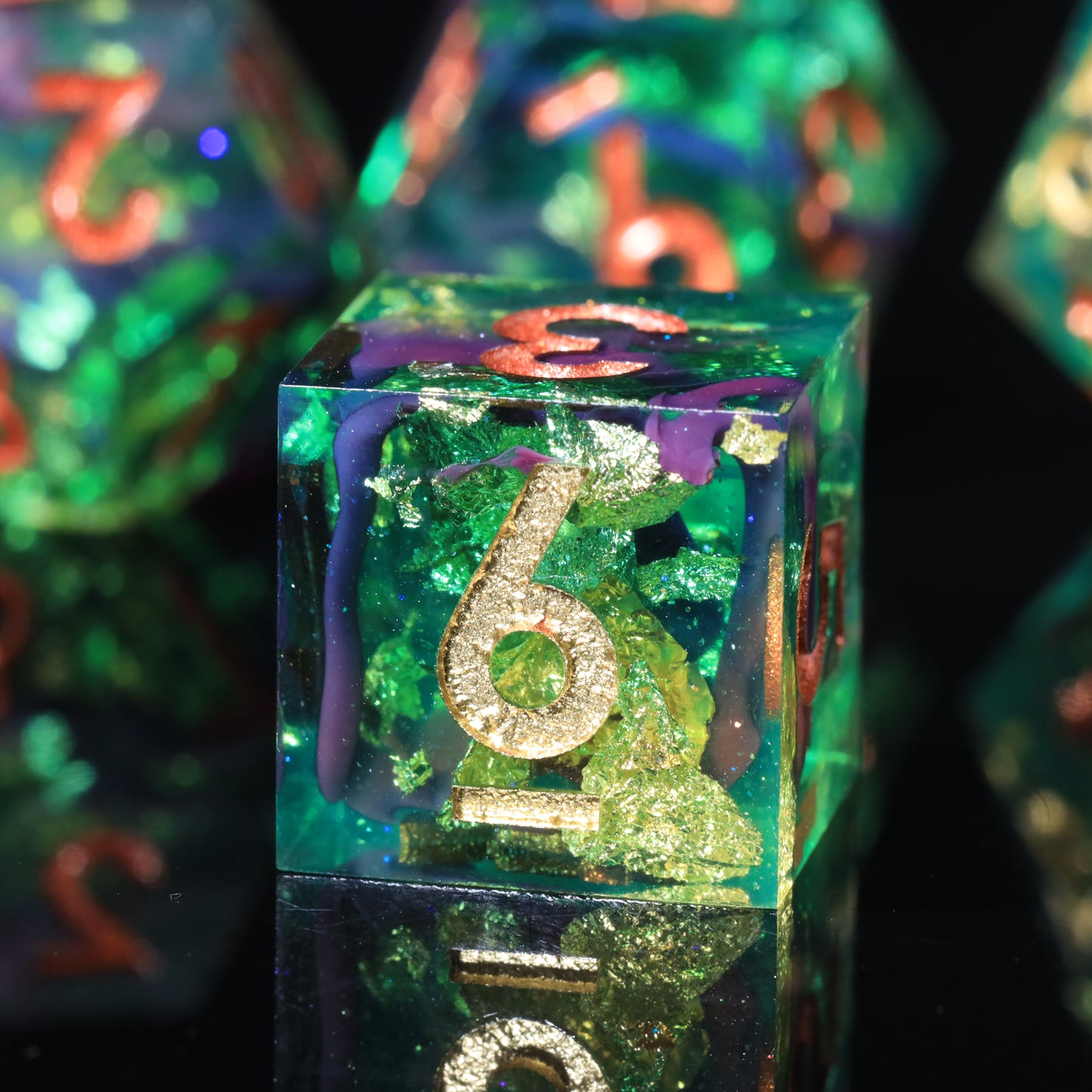 Jadeite Handmade Sharp Edge 7 Piece Resin d&d Dungeons and Dragons Dice Set