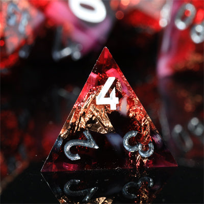 Bloody Rose Handmade Sharp Edge 7 Piece Resin d&d Dungeons and Dragons Dice Set