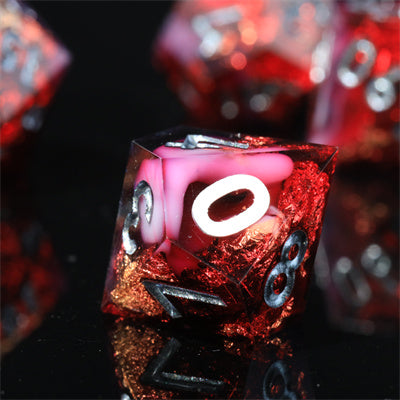 Bloody Rose Handmade Sharp Edge 7 Piece Resin d&d Dungeons and Dragons Dice Set