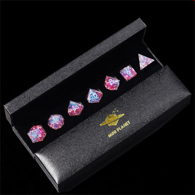 Cherry Blossom Handmade Sharp Edge 7 Piece Resin d&d Dungeons and Dragons Dice Set