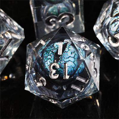 Black Dragon Eye1 Handmade Sharp Edge 7 Piece Resin d&d Dungeons and Dragons Dice Set