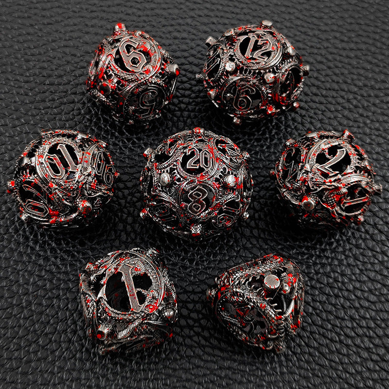 🐉 Dragon Soars Through Clouds - Hollow Flying Dragon Metal Dice Set 🎲