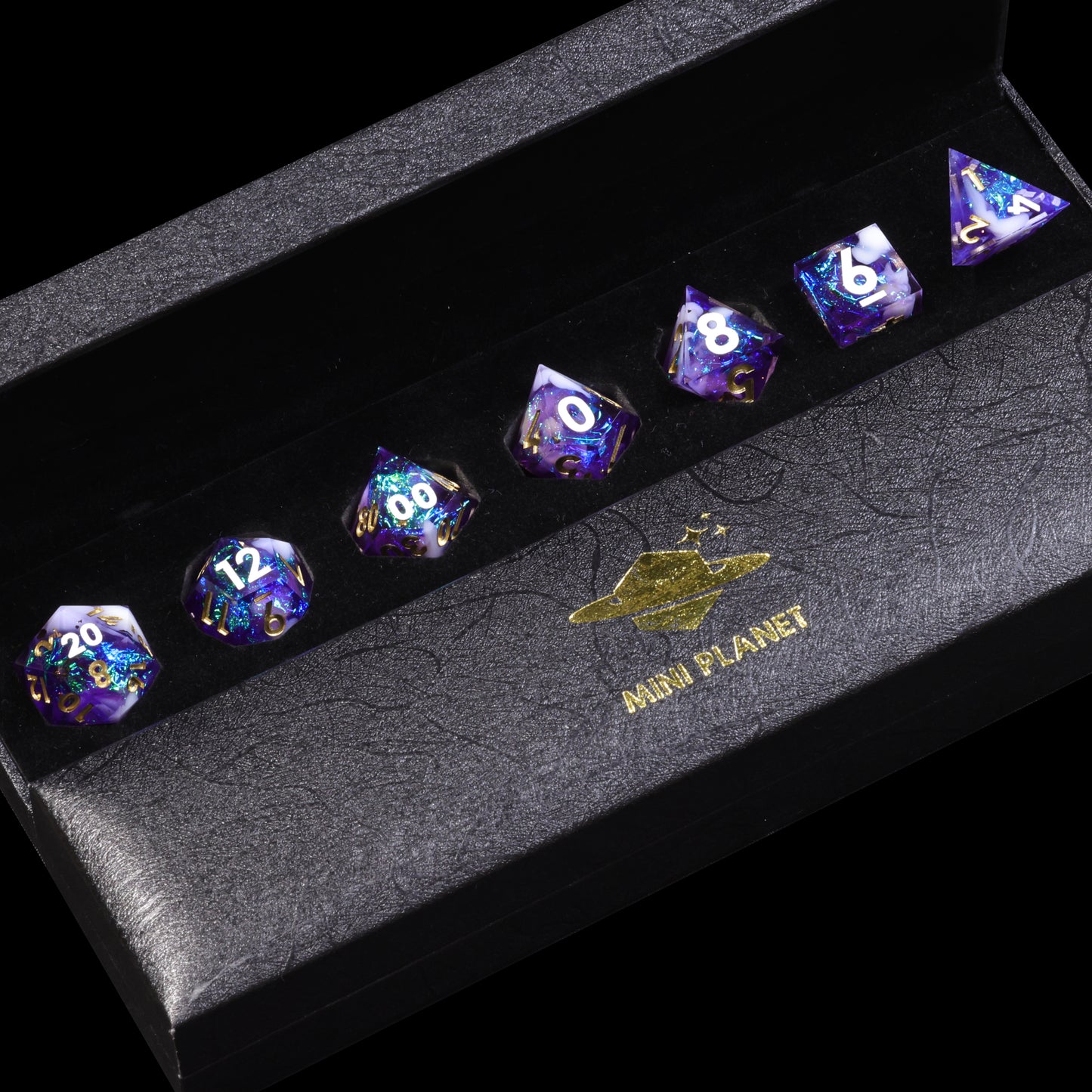 Fire Soul Handmade Sharp Edge 7 Piece Resin d&d Dungeons and Dragons Dice Set