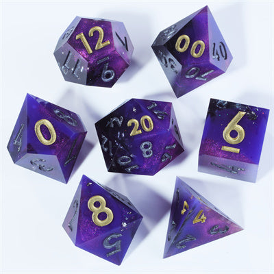 Arcane Missiles Handmade Sharp Edge 7 Piece Resin d&d Dungeons and Dragons Dice Set