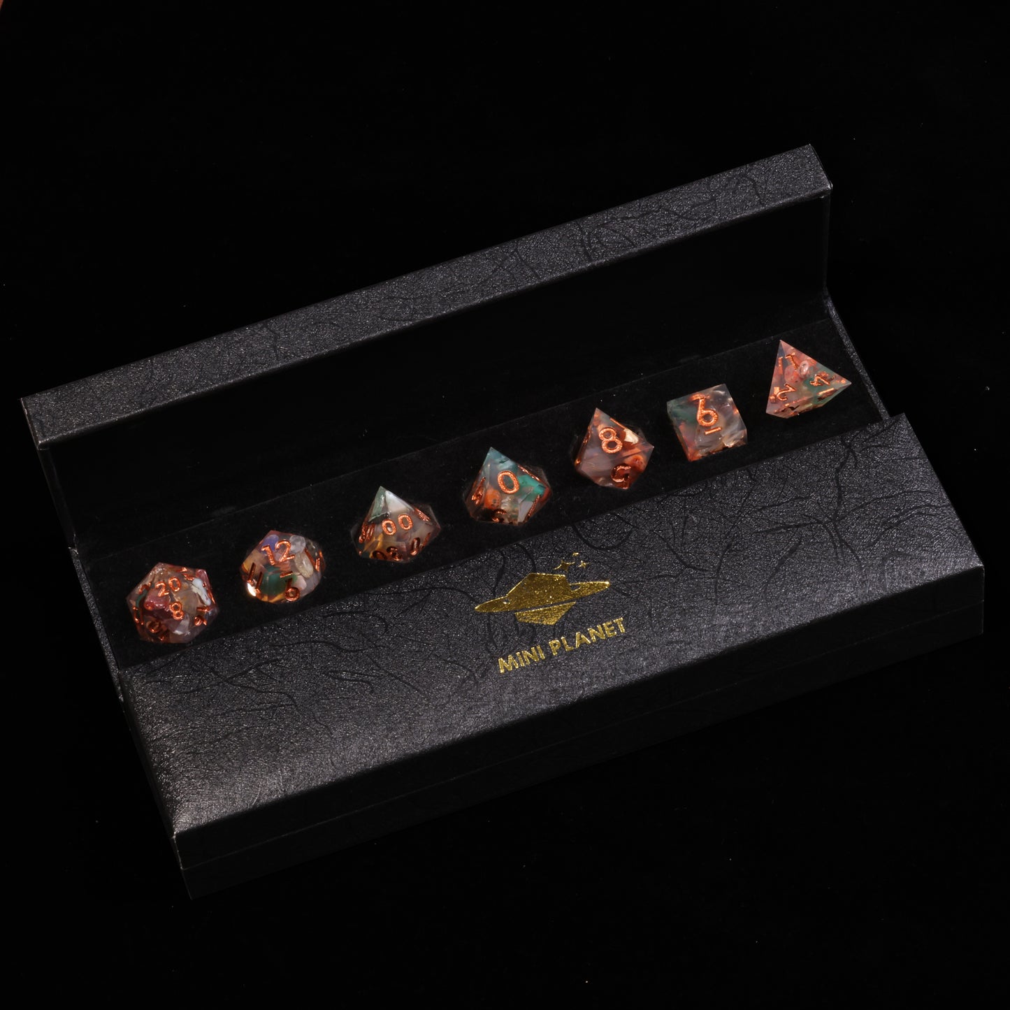 Stone Valley Handmade Sharp Edge 7 Piece Reesin d&d Dungeons and Dragons Dice Set