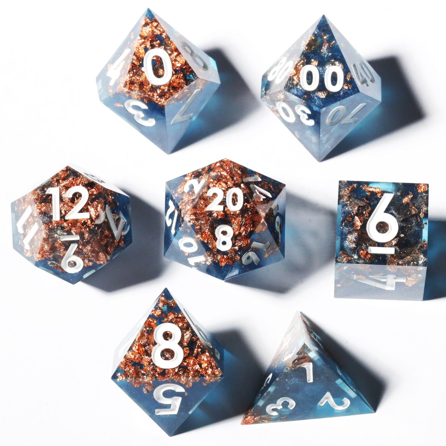 Earth Breaker Handmade Sharp Edge 7  pieces Resin d&d Dungeons and Dragons Dice Set Dice Set