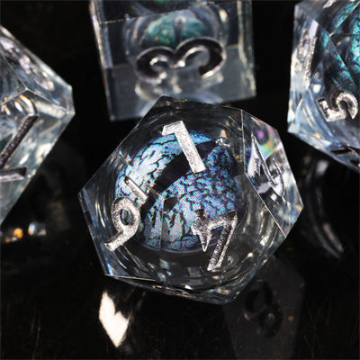 Black Dragon Eye1 Handmade Sharp Edge 7 Piece Resin d&d Dungeons and Dragons Dice Set