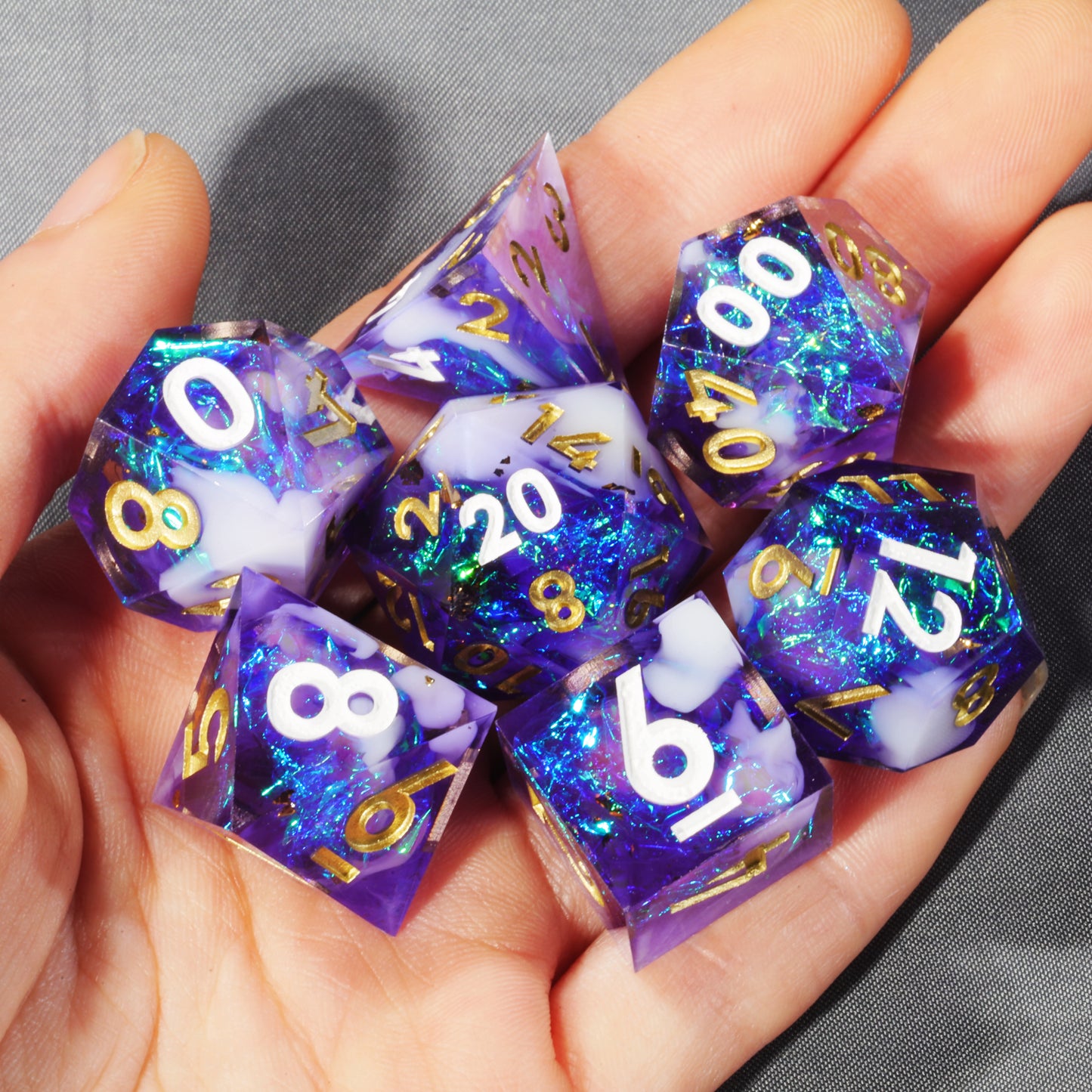 Fire Soul Handmade Sharp Edge 7 Piece Resin d&d Dungeons and Dragons Dice Set