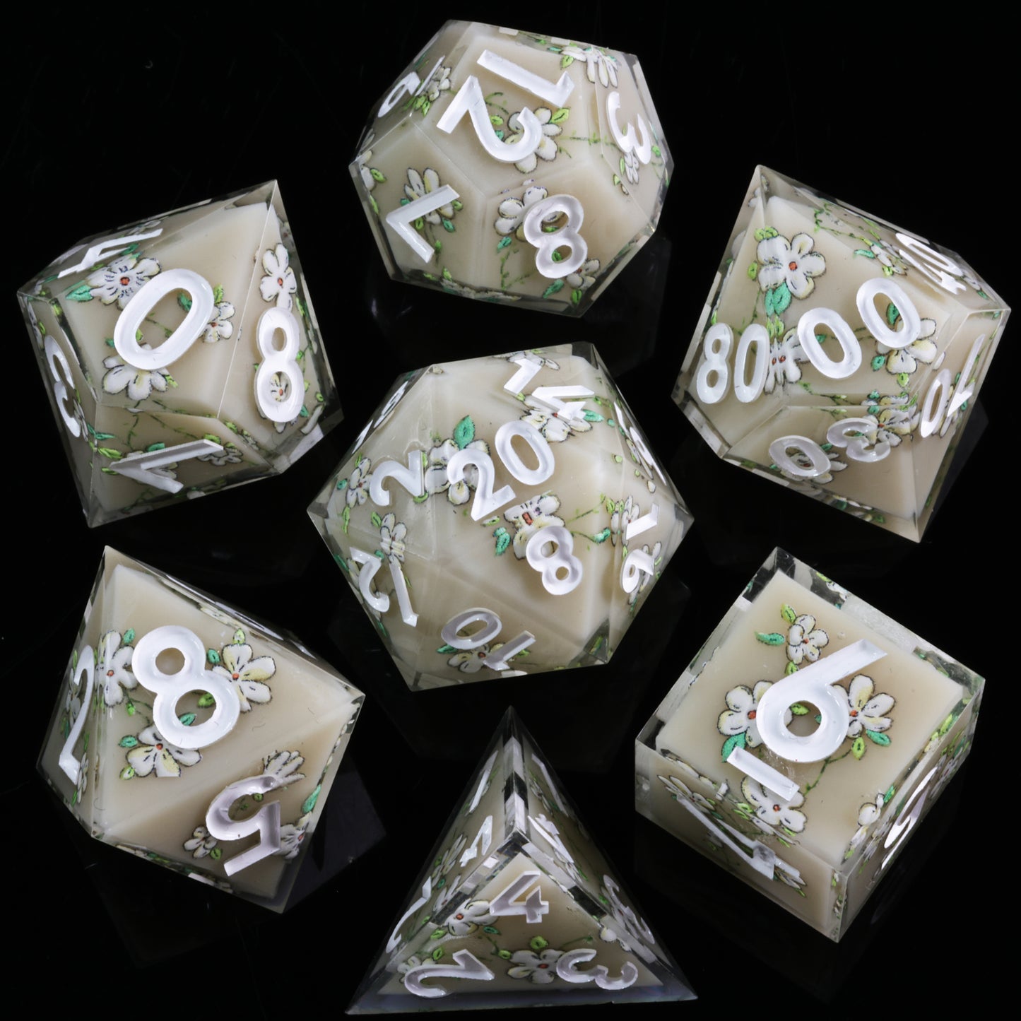 Secret Love Handmade Sharp Edge 7 Piece Reesin d&d Dungeons and Dragons Dice Set