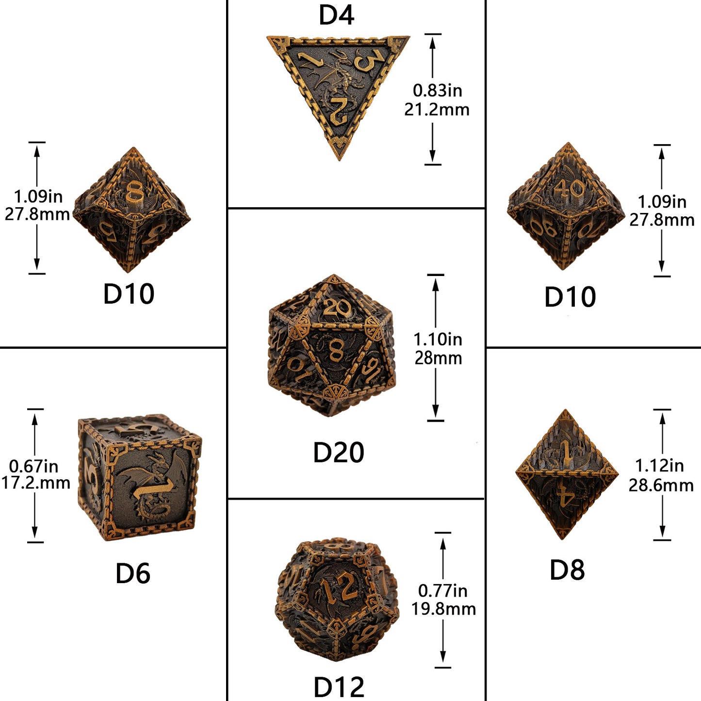 🐉 Solid Dragon - Luxury Metal Dice Set 🎲