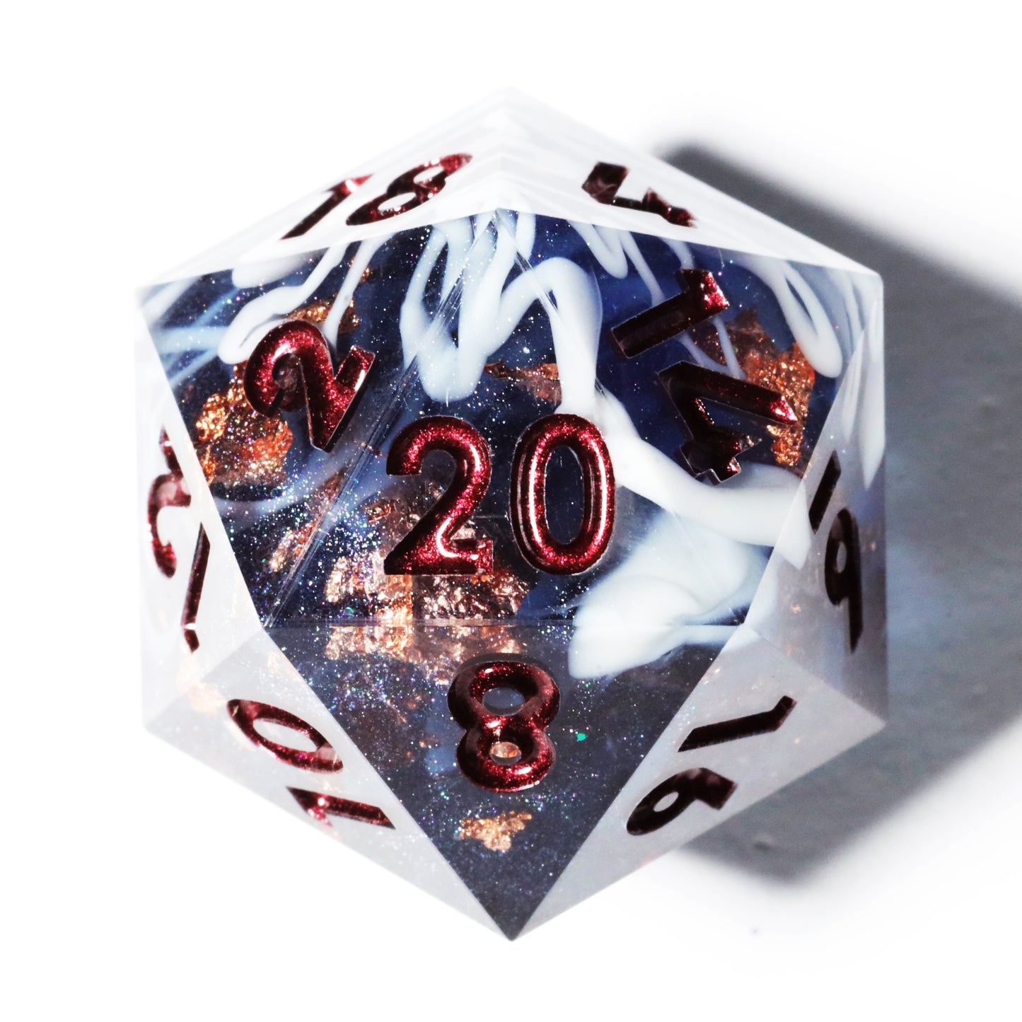 Marbled Crystal Handmade Sharp Edge 7 Piece esin d&d Dungeons and Dragons Dice Set