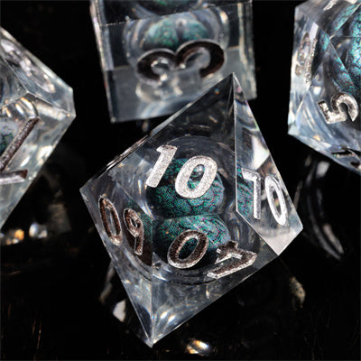 Black Dragon Eye1 Handmade Sharp Edge 7 Piece Resin d&d Dungeons and Dragons Dice Set