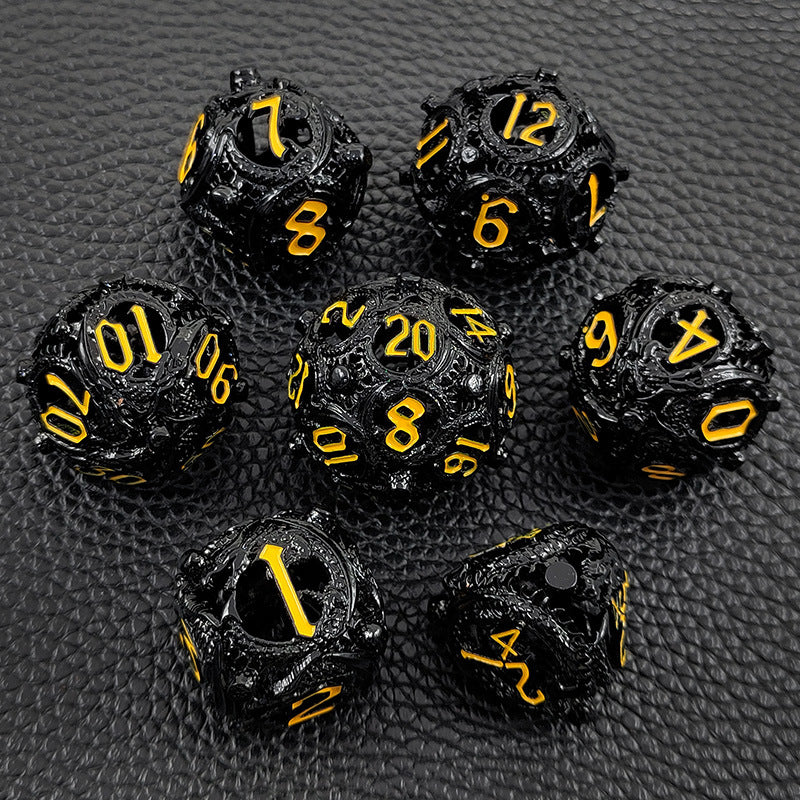 🐉 Dragon Soars Through Clouds - Hollow Flying Dragon Metal Dice Set 🎲