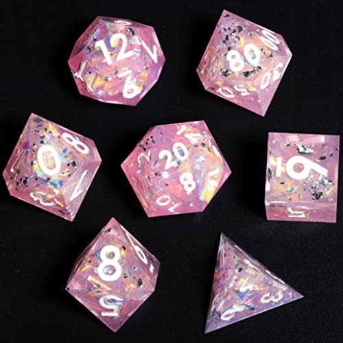 Peachy Galaxy Handmade Sharp Edge 7 Piec Reesin d&d Dungeons and Dragons Dice Set