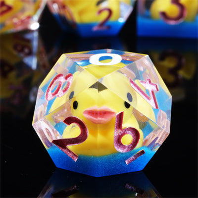 Yellow Ducks Handmade Sharp Edge 7 Piece Reesin d&d Dungeons and Dragons Dice Set