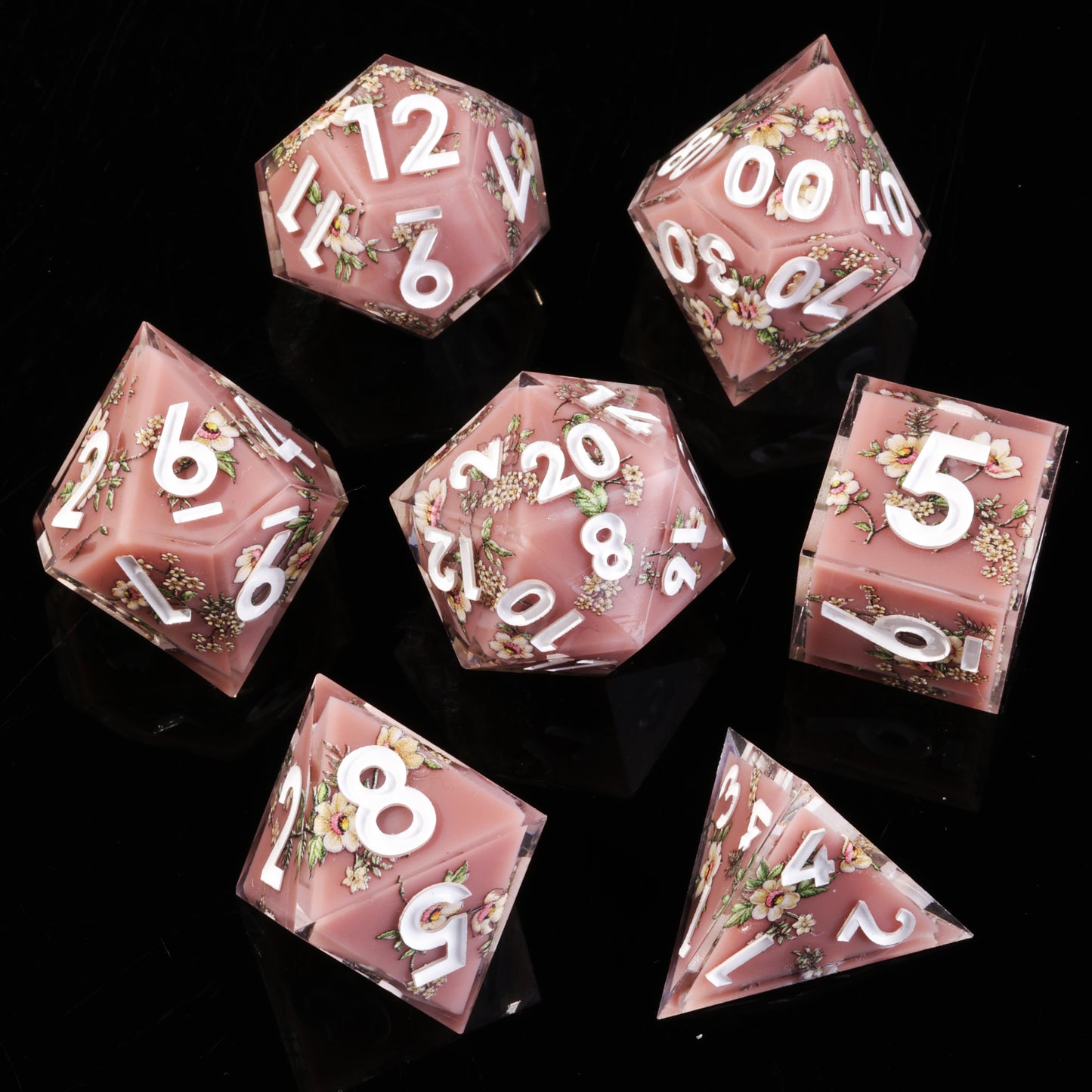 Maidens Handmade Sharp Edge 7 Piece Resin d&d Dungeons and Dragons Dice Set