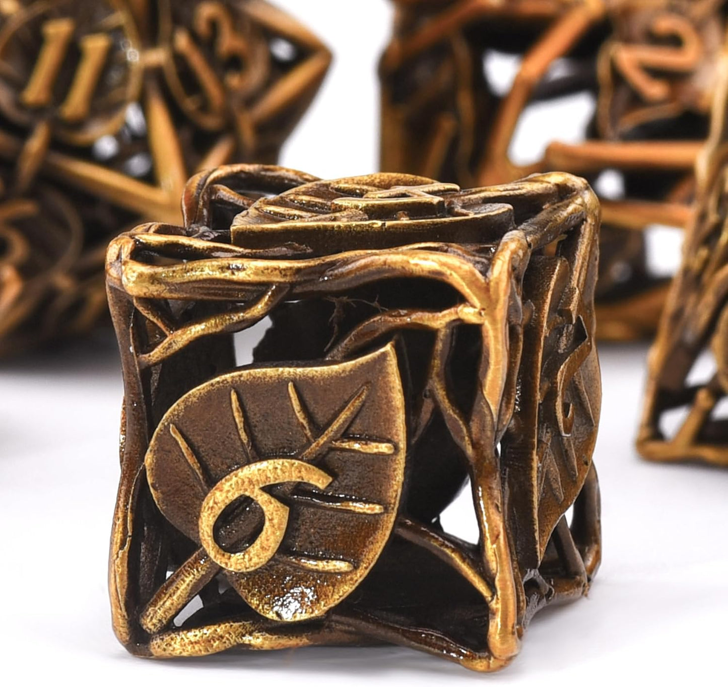 🌟 Leaf Vein Hollow Dice Set - A Testament to Nature's Beauty 🍃