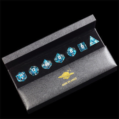 Blue Dragon Eye1 Handmade Sharp Edge 7 Piece Piece Resin d&d Dungeons and Dragons Dice Set