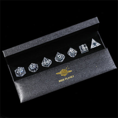 Black Dragon Eye3 Handmade Sharp Edge 7 Piece Resin d&d Dungeons and Dragons Dice Set