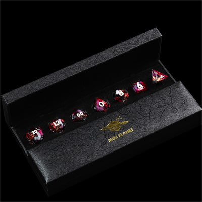 Bloody Rose Handmade Sharp Edge 7 Piece Resin d&d Dungeons and Dragons Dice Set