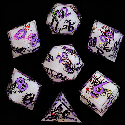 Dragon Icon  Handmade Sharp Edge 77 Piece Resin d&d Dungeons and Dragons Dice Set