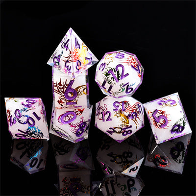 Dragon Icon  Handmade Sharp Edge 77 Piece Resin d&d Dungeons and Dragons Dice Set