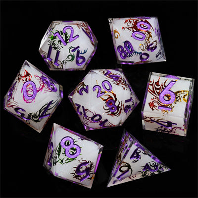 Dragon Icon  Handmade Sharp Edge 77 Piece Resin d&d Dungeons and Dragons Dice Set