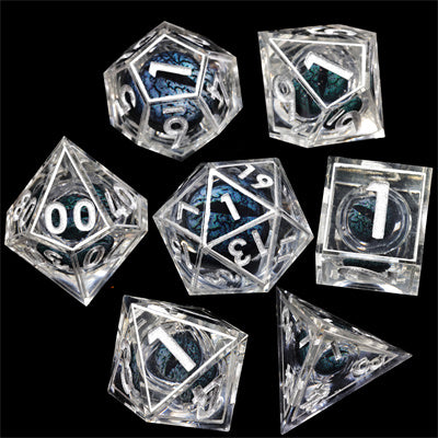 Black Dragon Eye3 Handmade Sharp Edge 7 Piece Resin d&d Dungeons and Dragons Dice Set