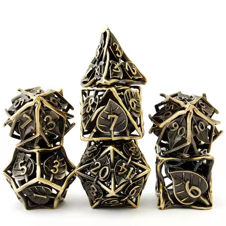 🌟 Leaf Vein Hollow Dice Set - A Testament to Nature's Beauty 🍃