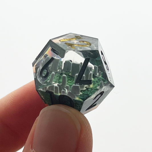 Stonehenge Ancient Ruins Handmade Resin Dice Set | Polyhedral 7-Piece TTRPG Dice for Tabletop Gaming, RPG Roleplaying | Luxury Artisan Dice Gift