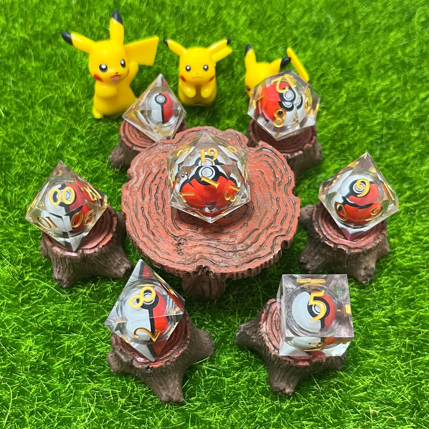 Pokeball Dice Handmade DND Dice set Cute DND Dice Pokeball DND Dice Set