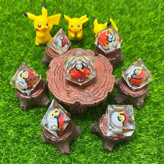 Pokeball Dice Handmade DND Dice set Cute DND Dice Pokeball DND Dice Set