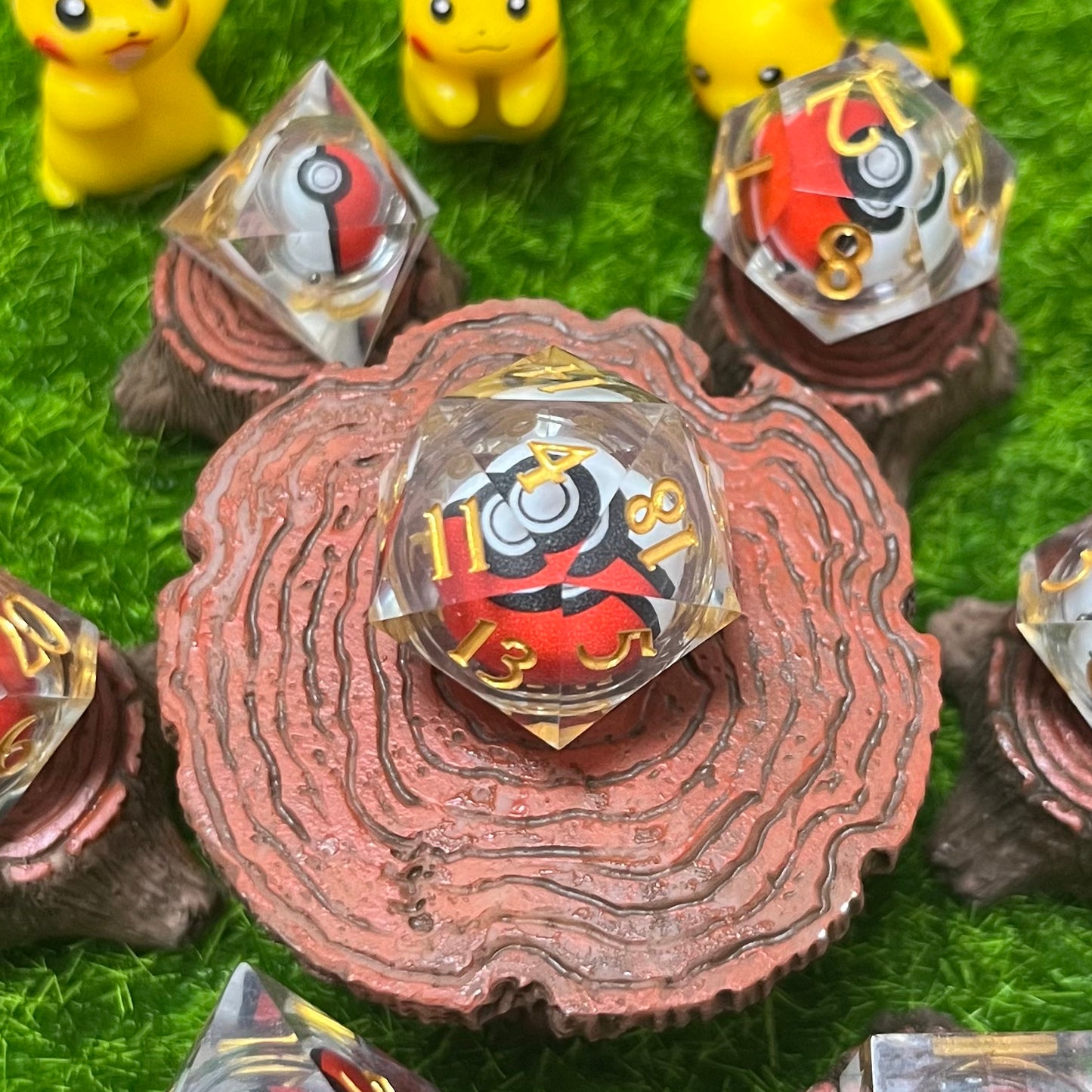 Pokeball Dice Handmade DND Dice set Cute DND Dice Pokeball DND Dice Set